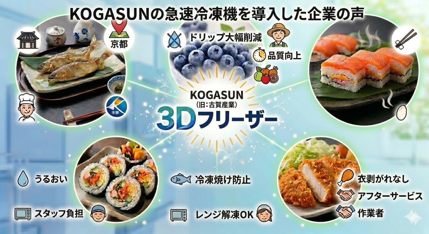 KOGASUN（旧：古賀産業）の急速冷凍機を導入した企業の声