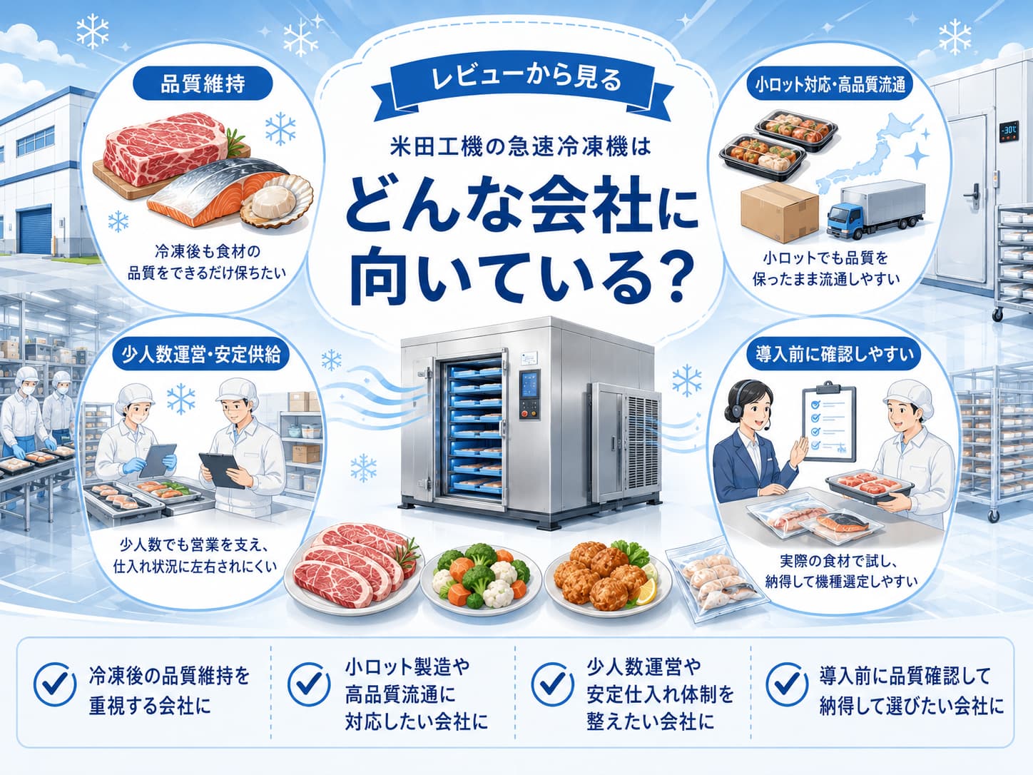 米田工機の急速冷凍機はどんな会社に向いている？