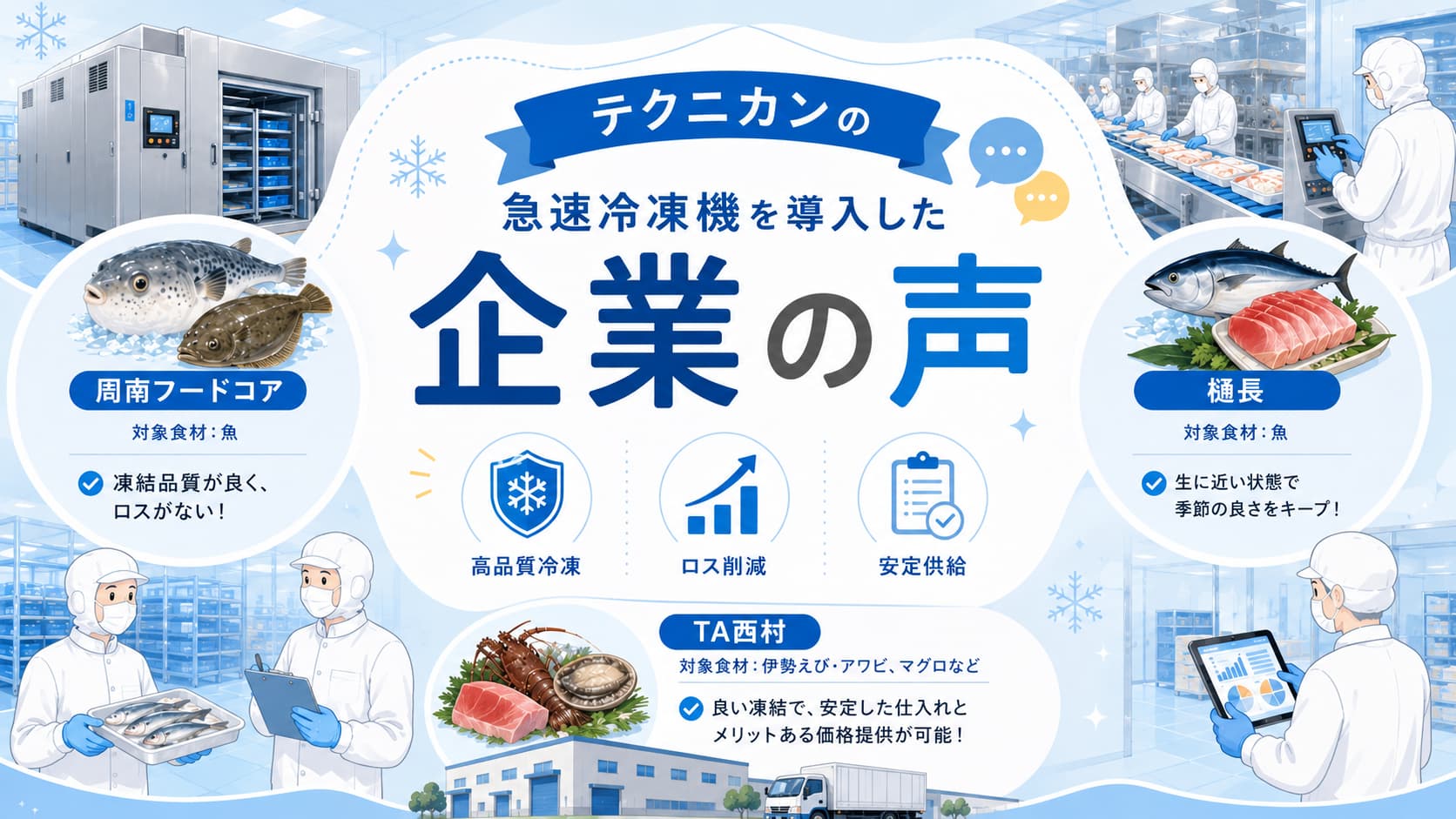 テクニカンの急速冷凍機を導入した企業の声